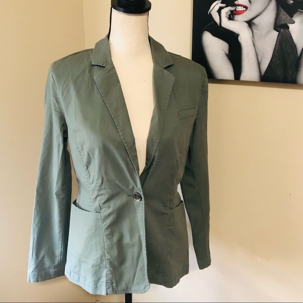 Olive Green Women's Single-Button Blazer Jacket